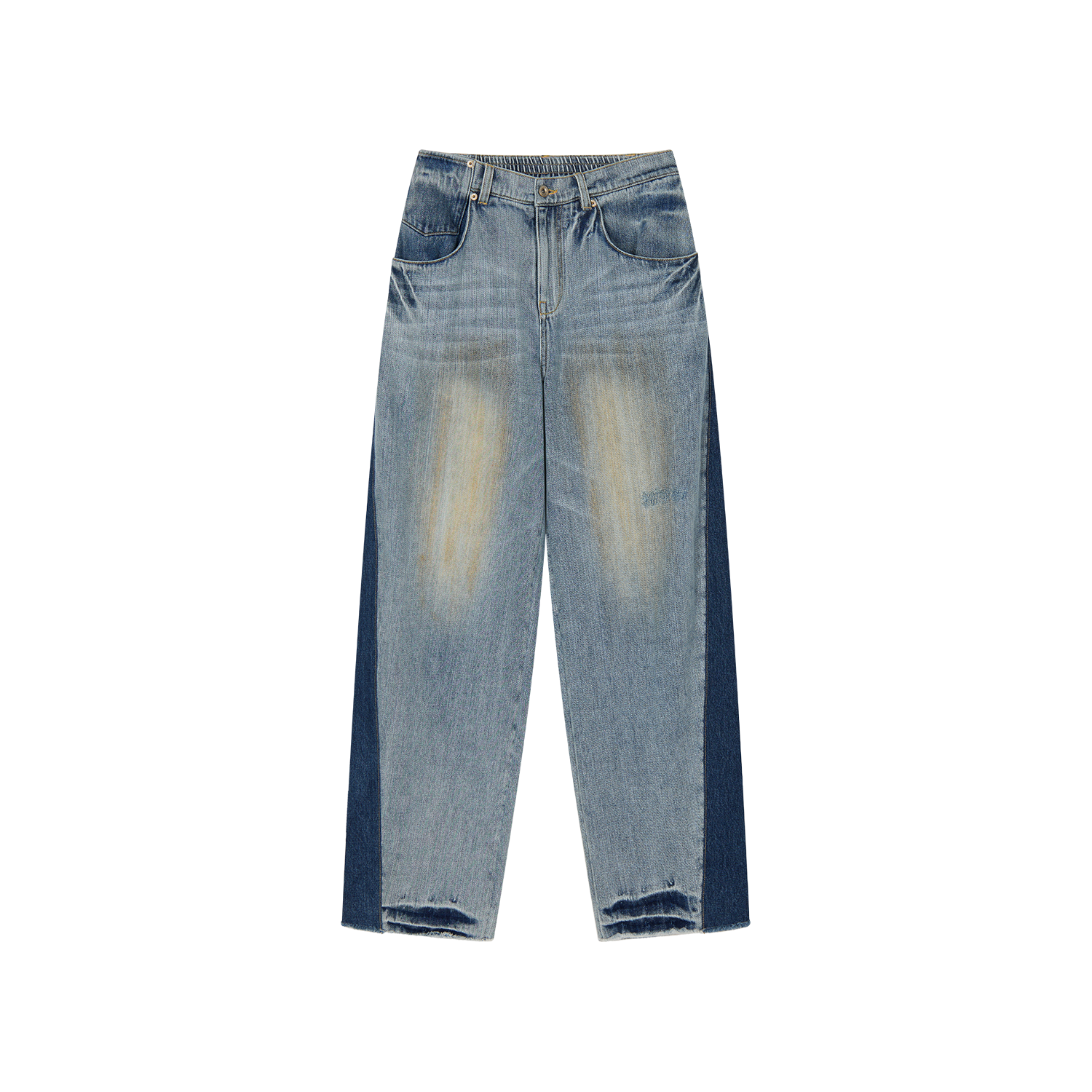 Color-block washed jeans