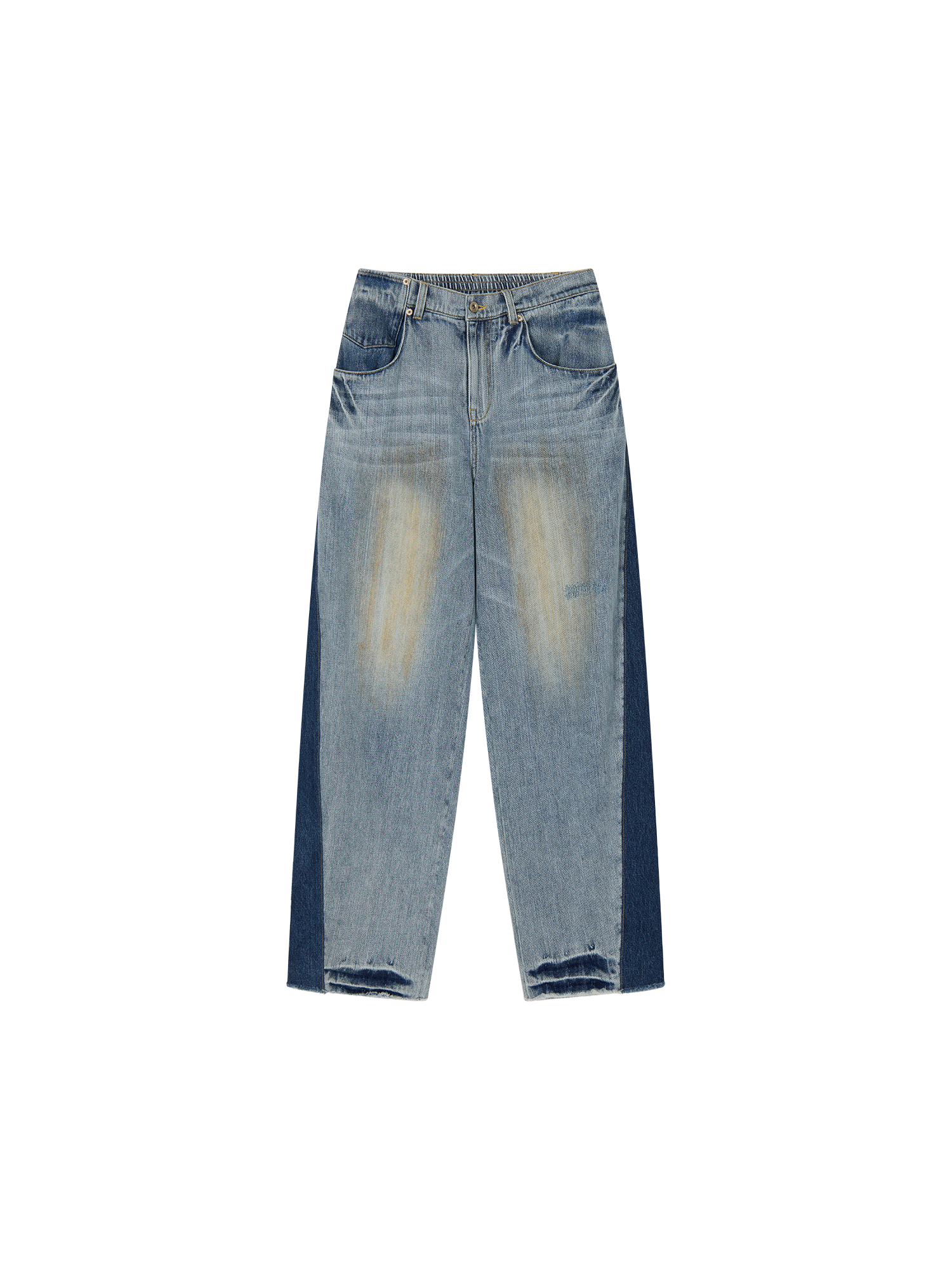 Color-block washed jeans