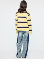 Color-block washed jeans