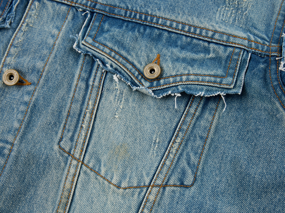 Raw edge patchwork denim jacket