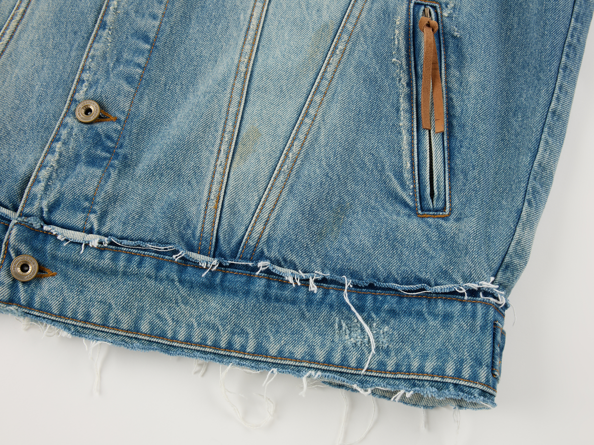 Raw edge patchwork denim jacket
