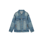 Raw edge patchwork denim jacket