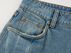 Pleated denim shorts