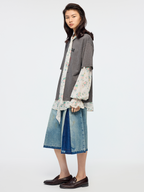 Pleated denim shorts