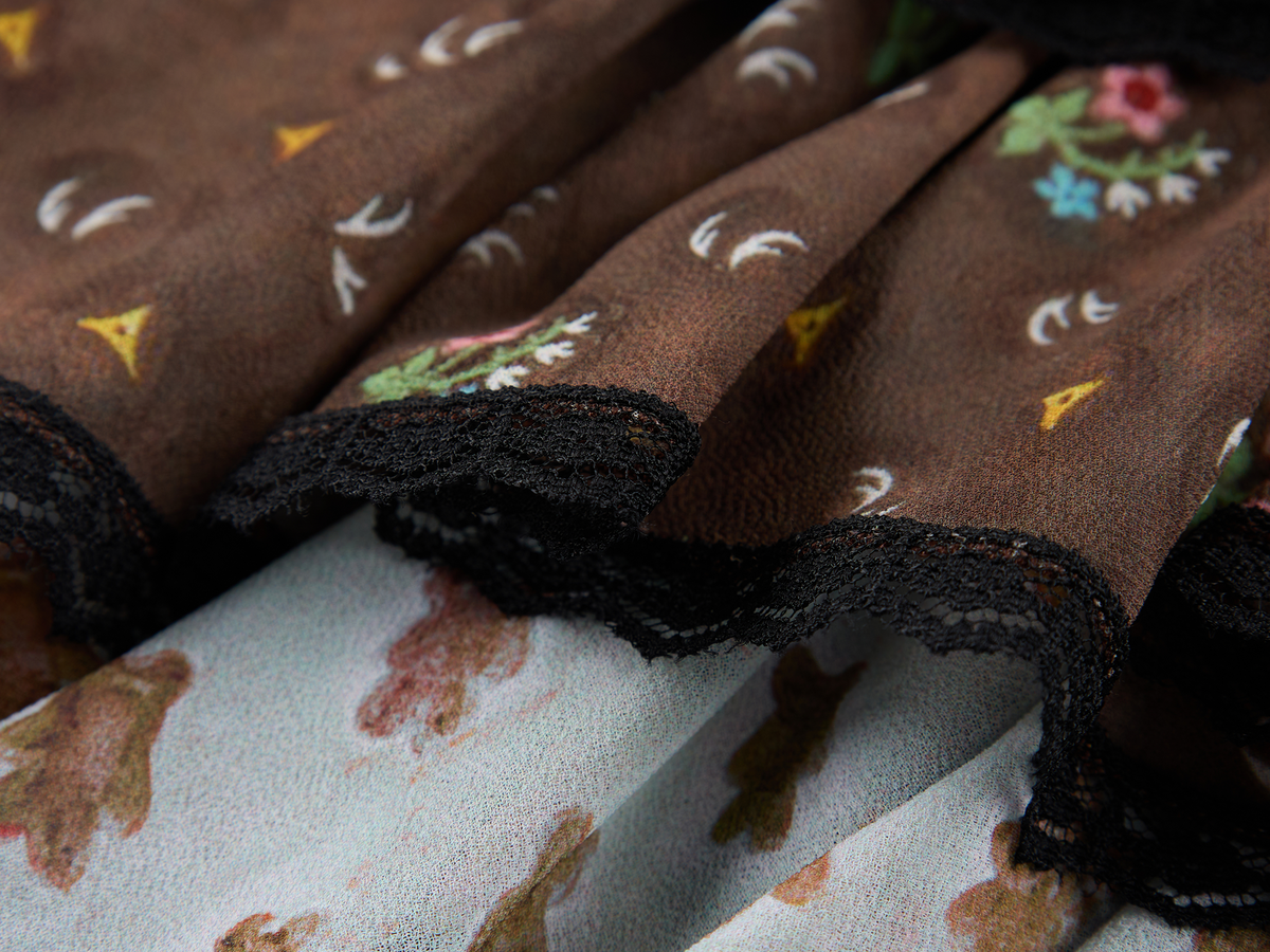 Leopard & floral patchwork skirt