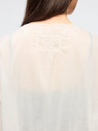 Openwork embroidered tie-front shirt