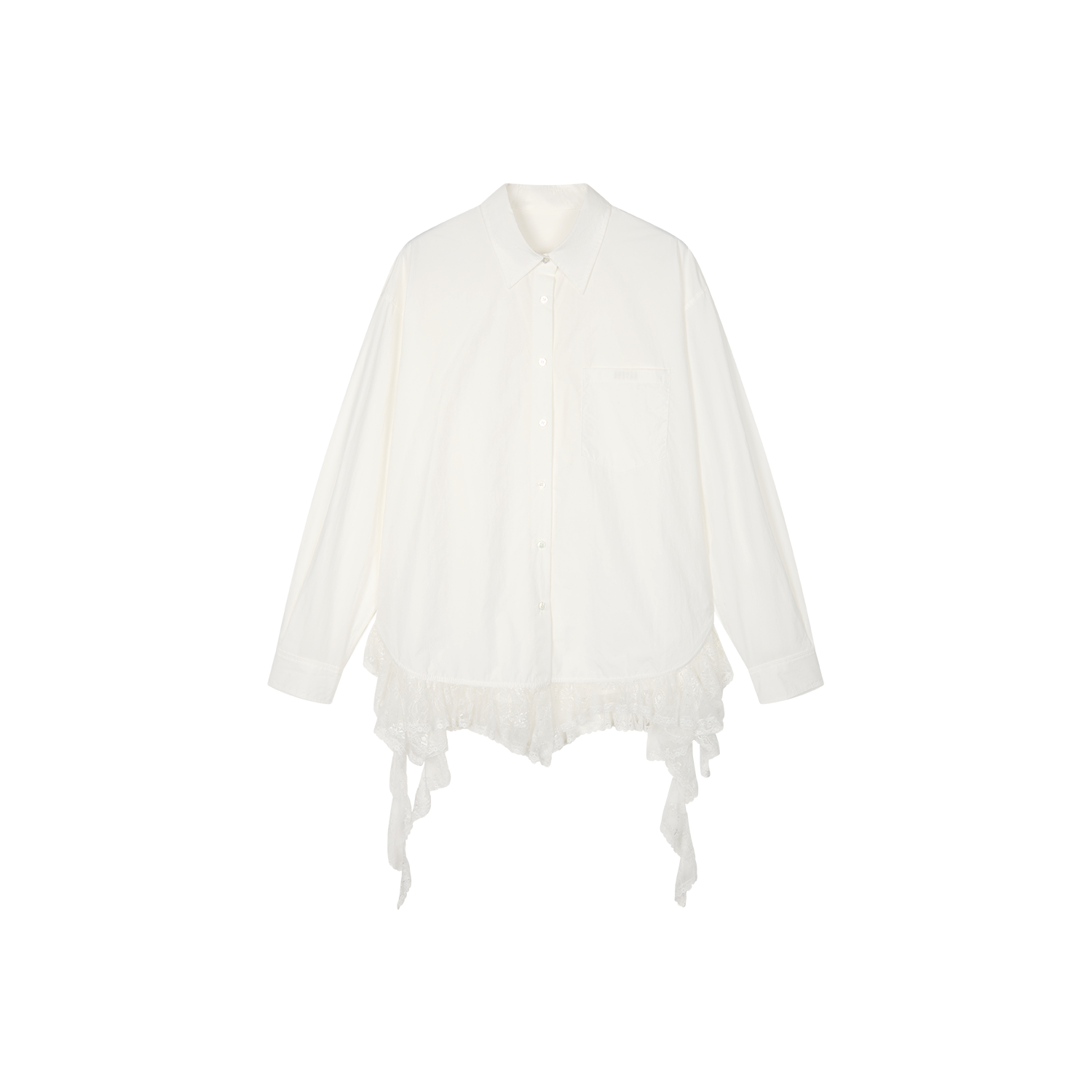 Irregular lace patchwork shirt