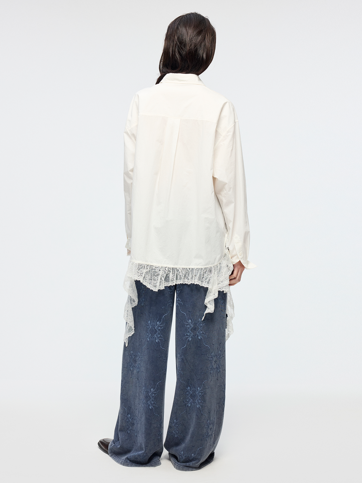 Irregular lace patchwork shirt