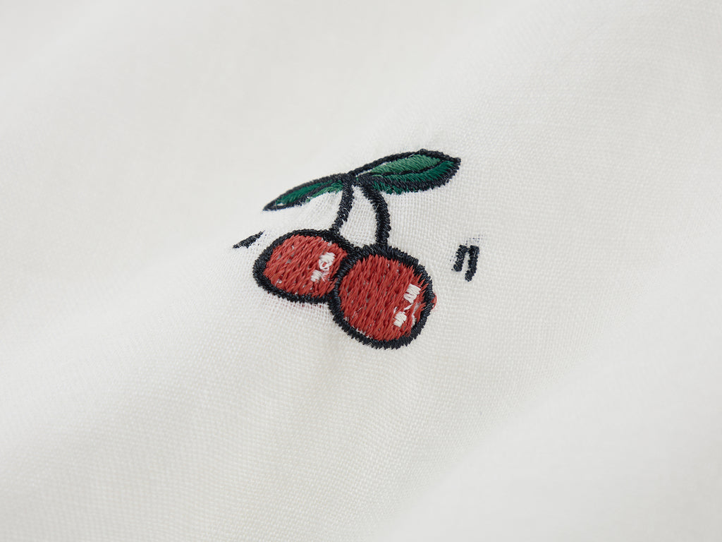 Sporty cherry embroidered utility shirt