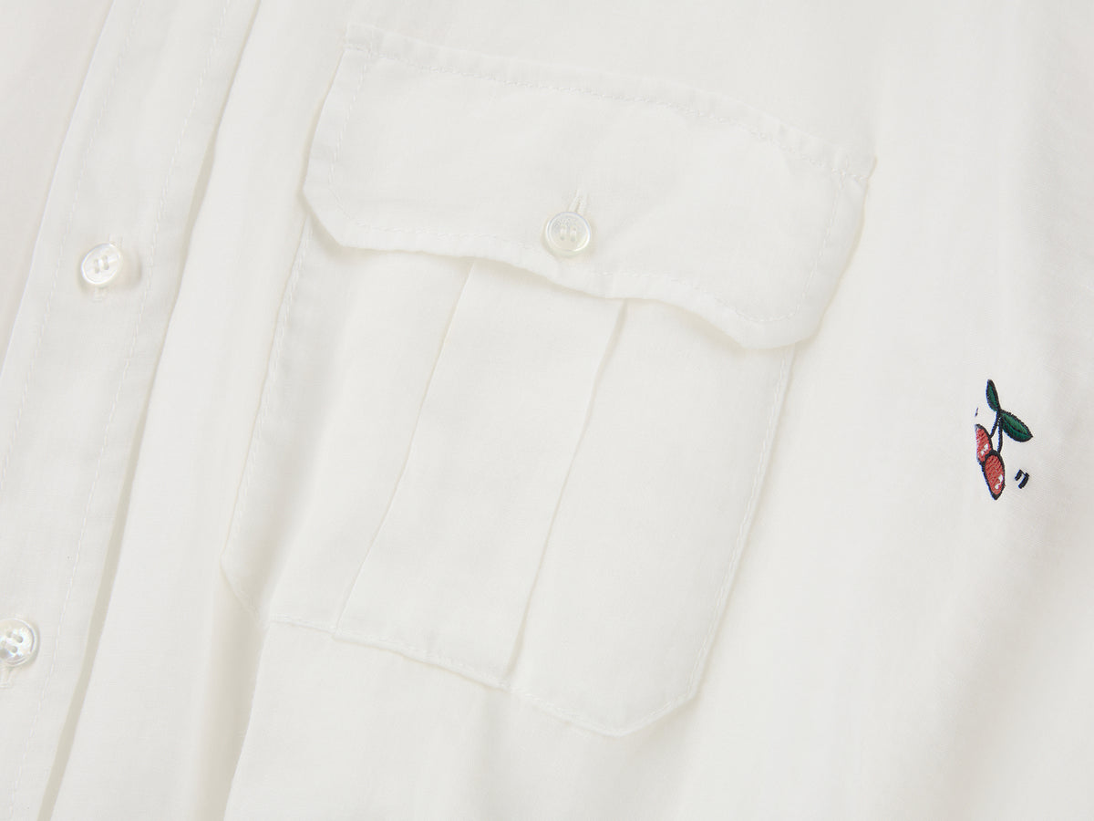 Sporty cherry embroidered utility shirt