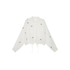 Sporty cherry embroidered utility shirt