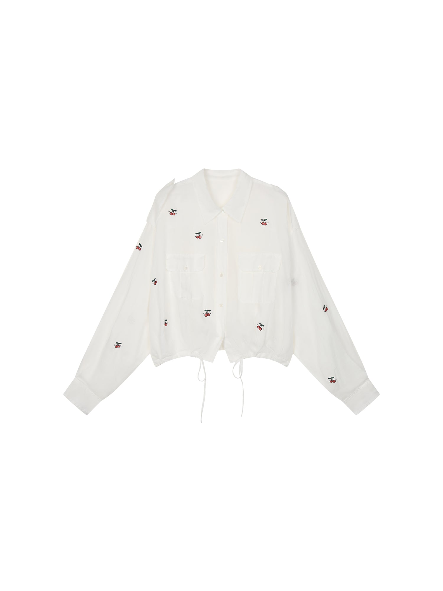 Dynamic cherry embroidered utility shirt