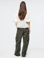 Sporty cherry embroidered utility shirt