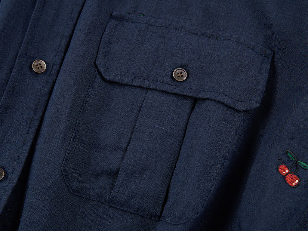 Sporty cherry embroidered utility shirt