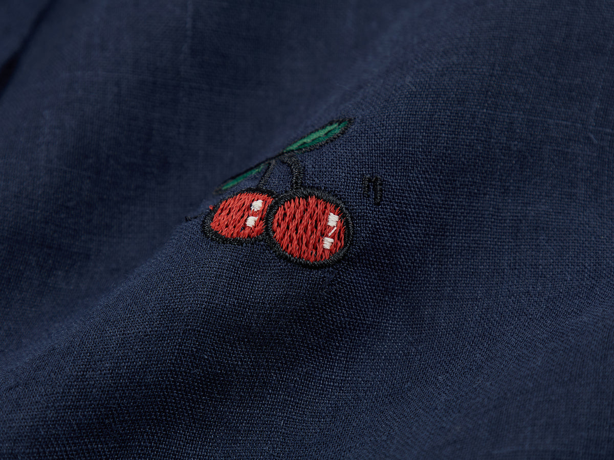 Sporty cherry embroidered utility shirt