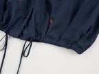 Sporty cherry embroidered utility shirt