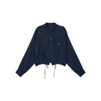 Sporty cherry embroidered utility shirt