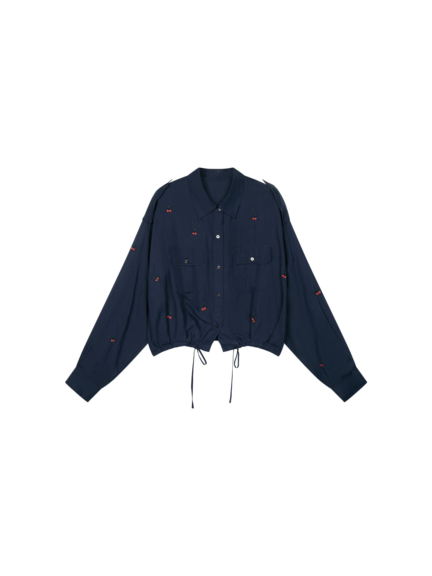 Dynamic cherry embroidered utility shirt
