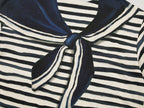 Hand-painted sailor collar striped T-shirt