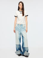 Swan embroidered ringer T-shirt