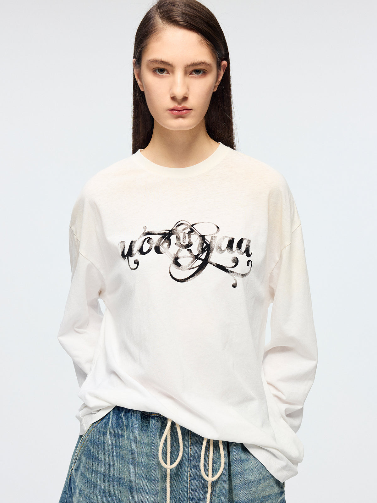 Flocked logo long sleeve T-shirt