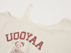 Panda print lace camisole asymmetric T-shirt