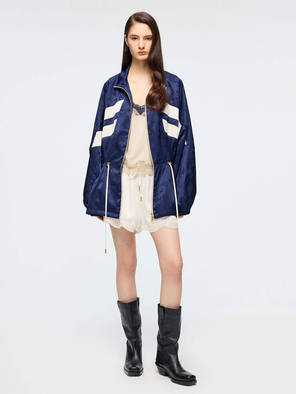 Satin jacquard track jacket
