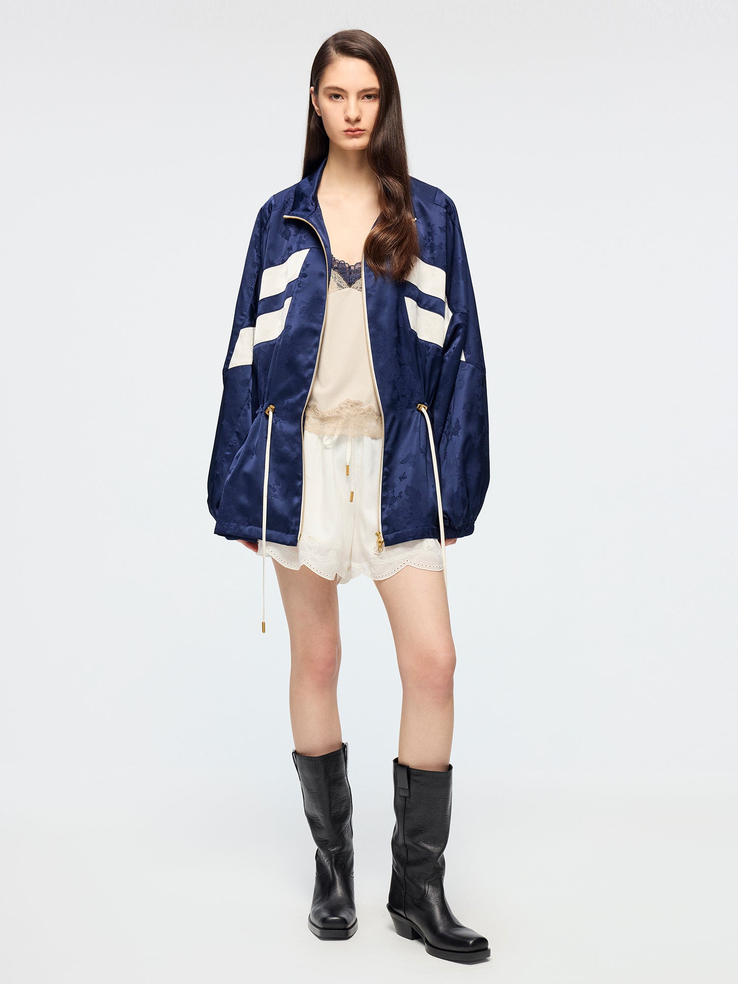 Satin jacquard track jacket