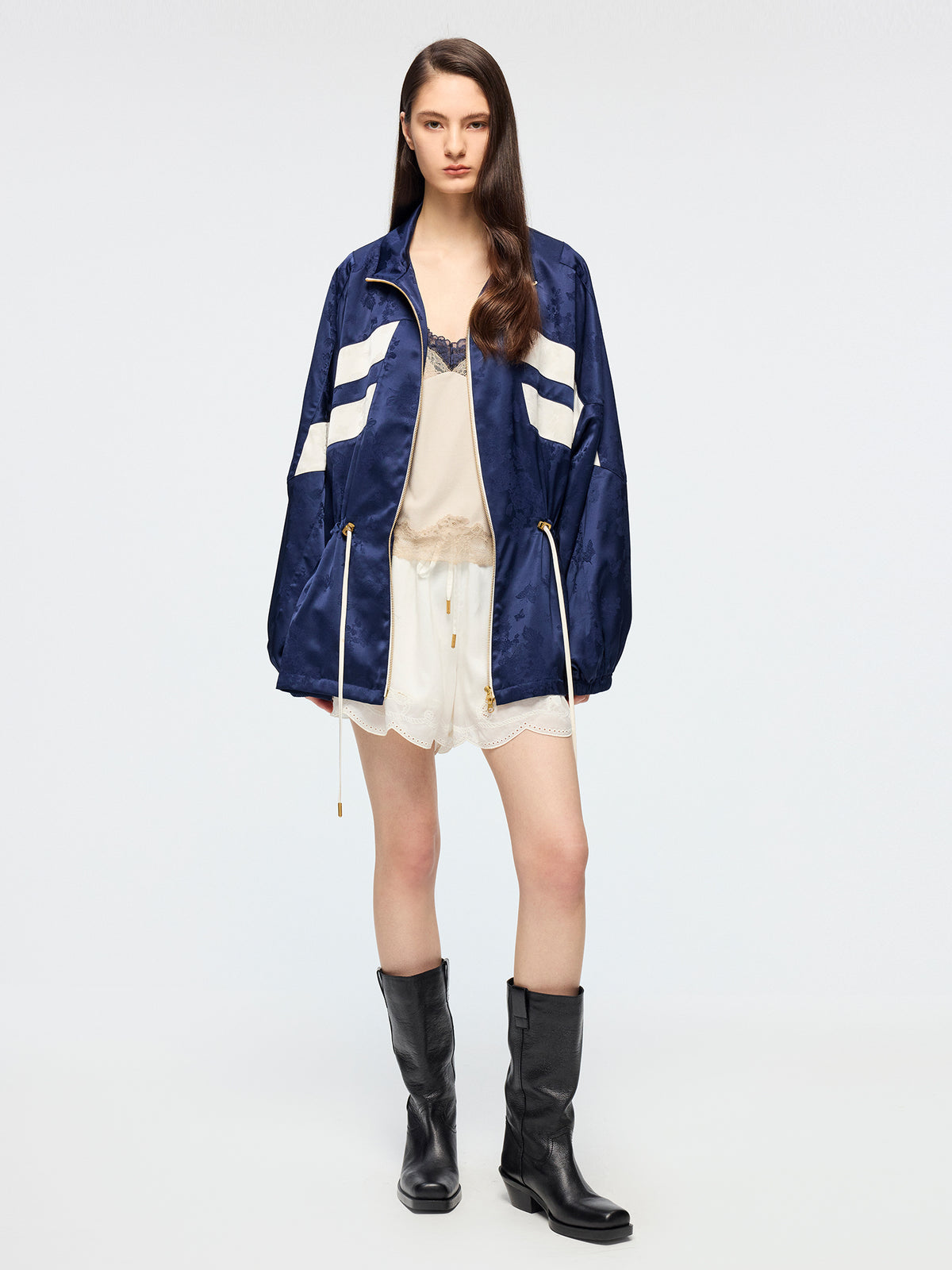 Satin jacquard track jacket