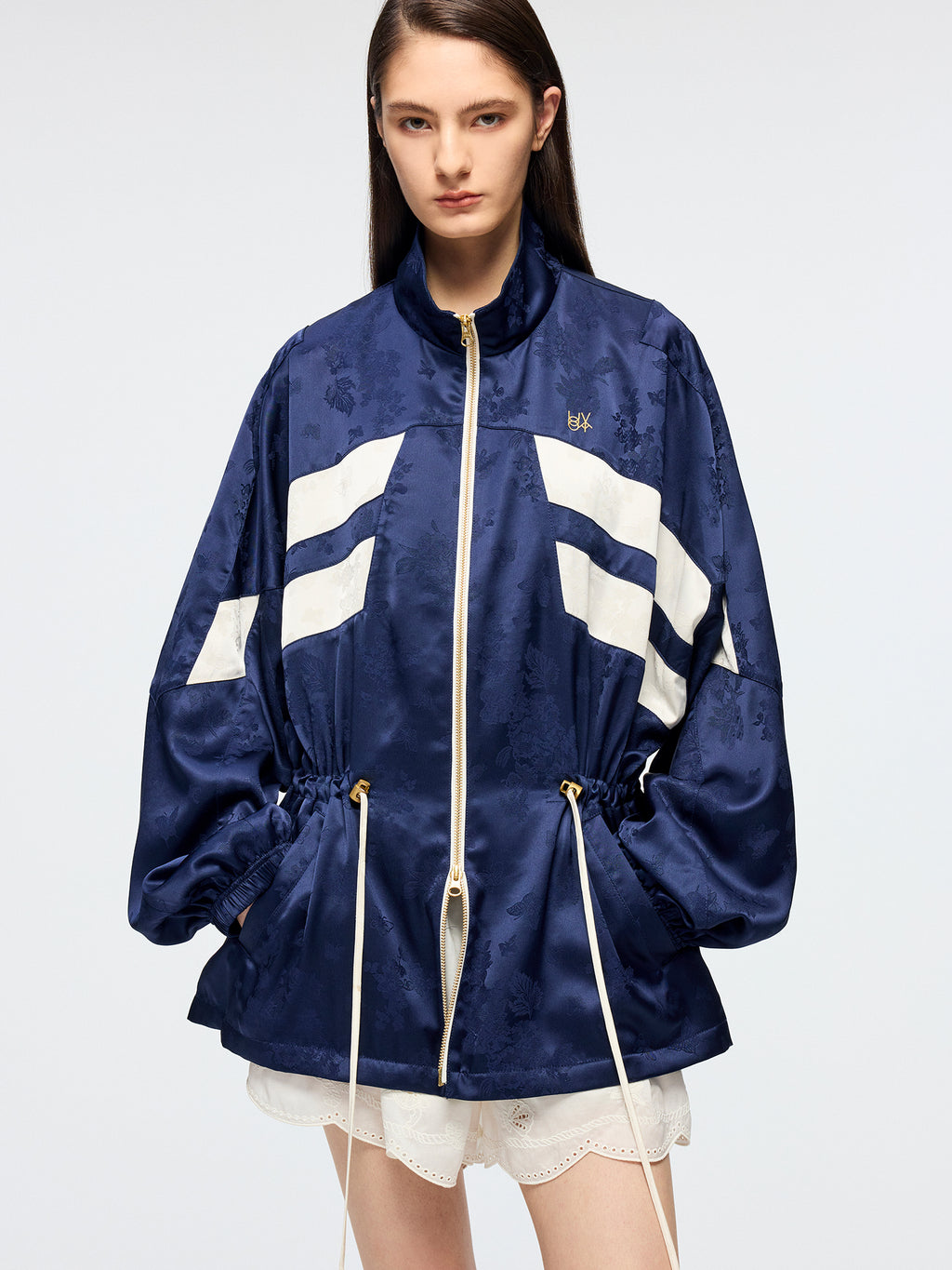 Satin jacquard track jacket