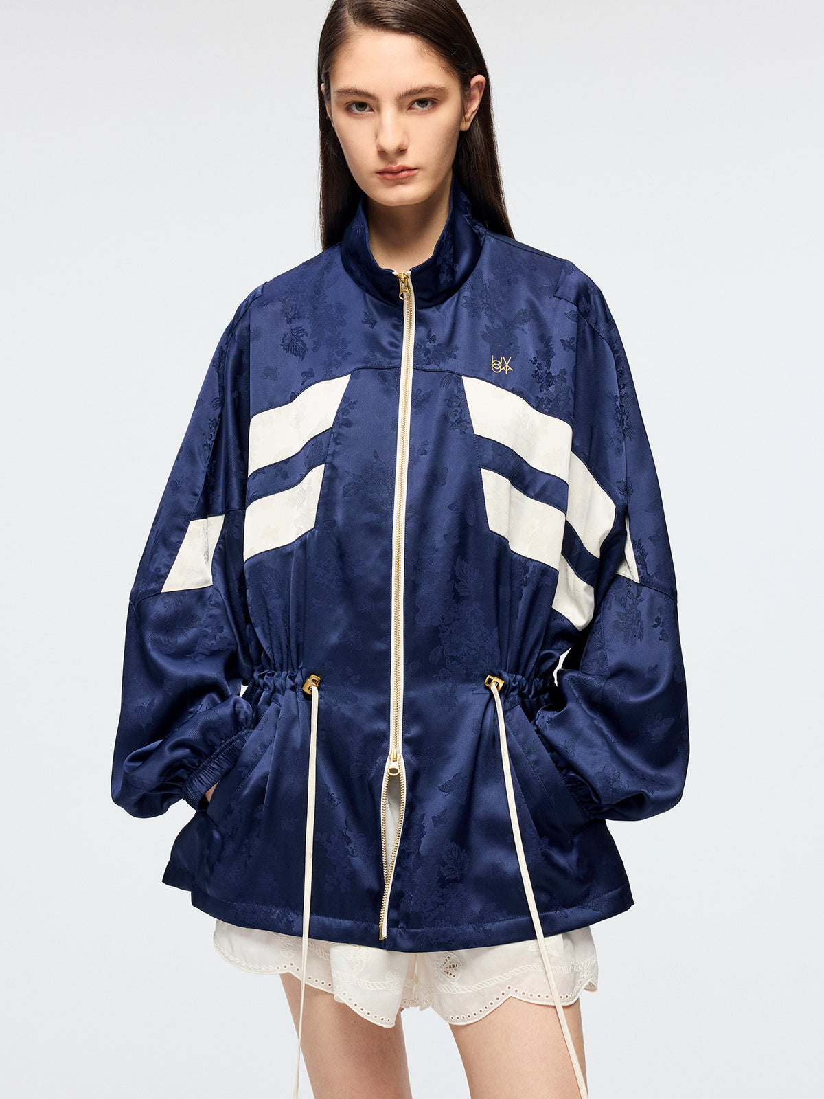 Satin jacquard track jacket