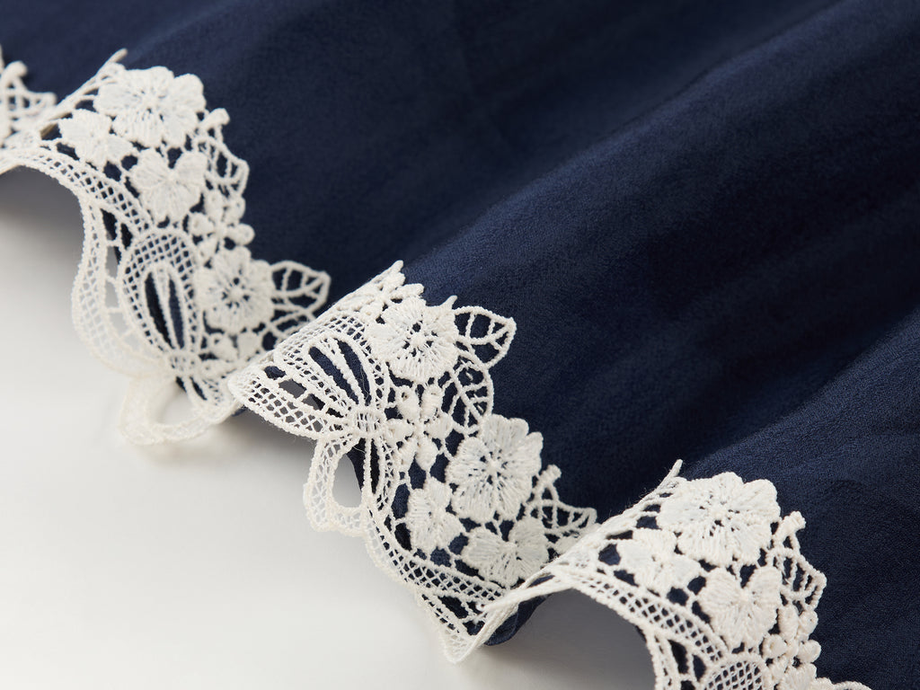 Openwork embroidered sailor collar pullover