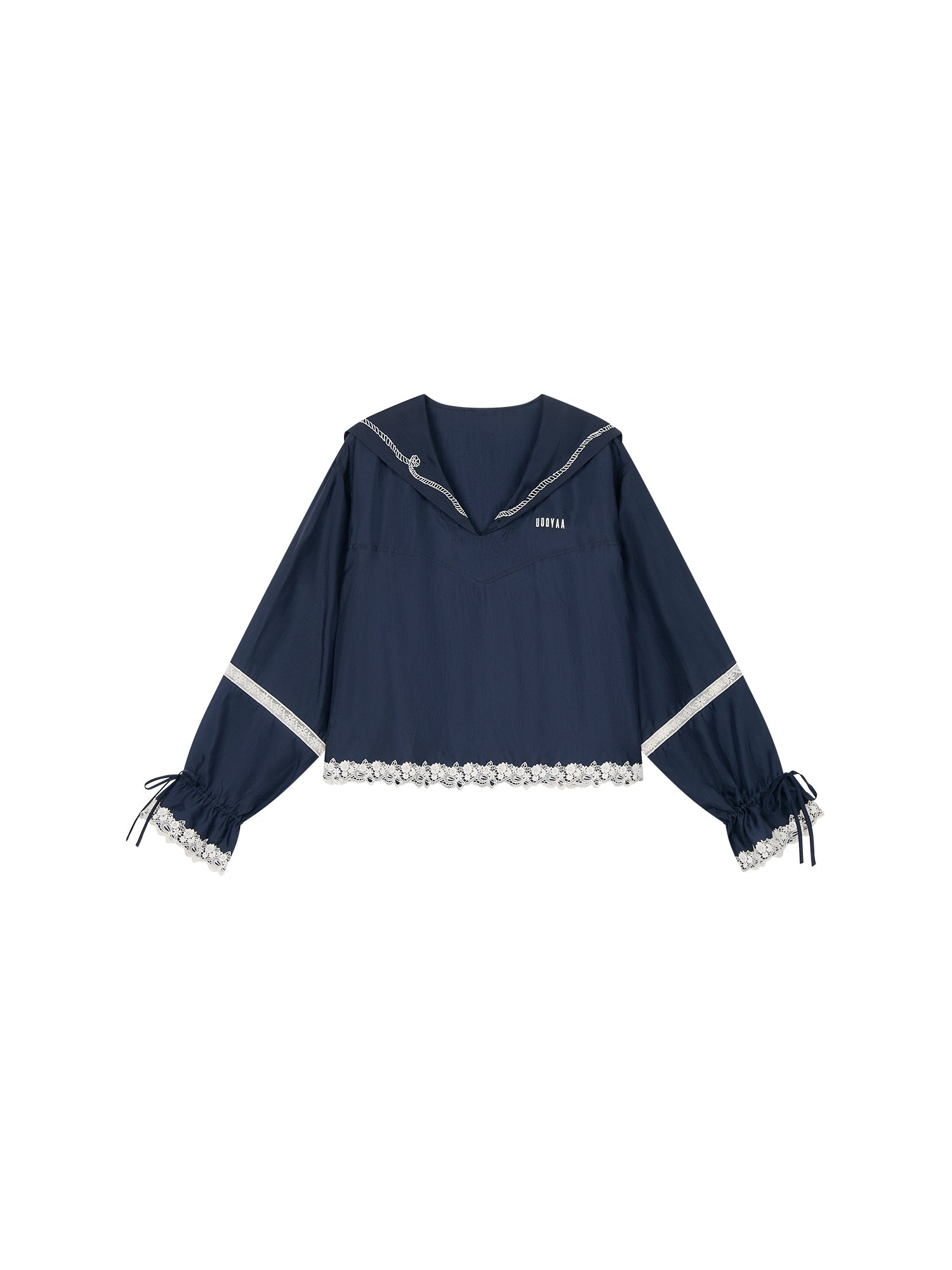 Openwork embroidered sailor collar pullover