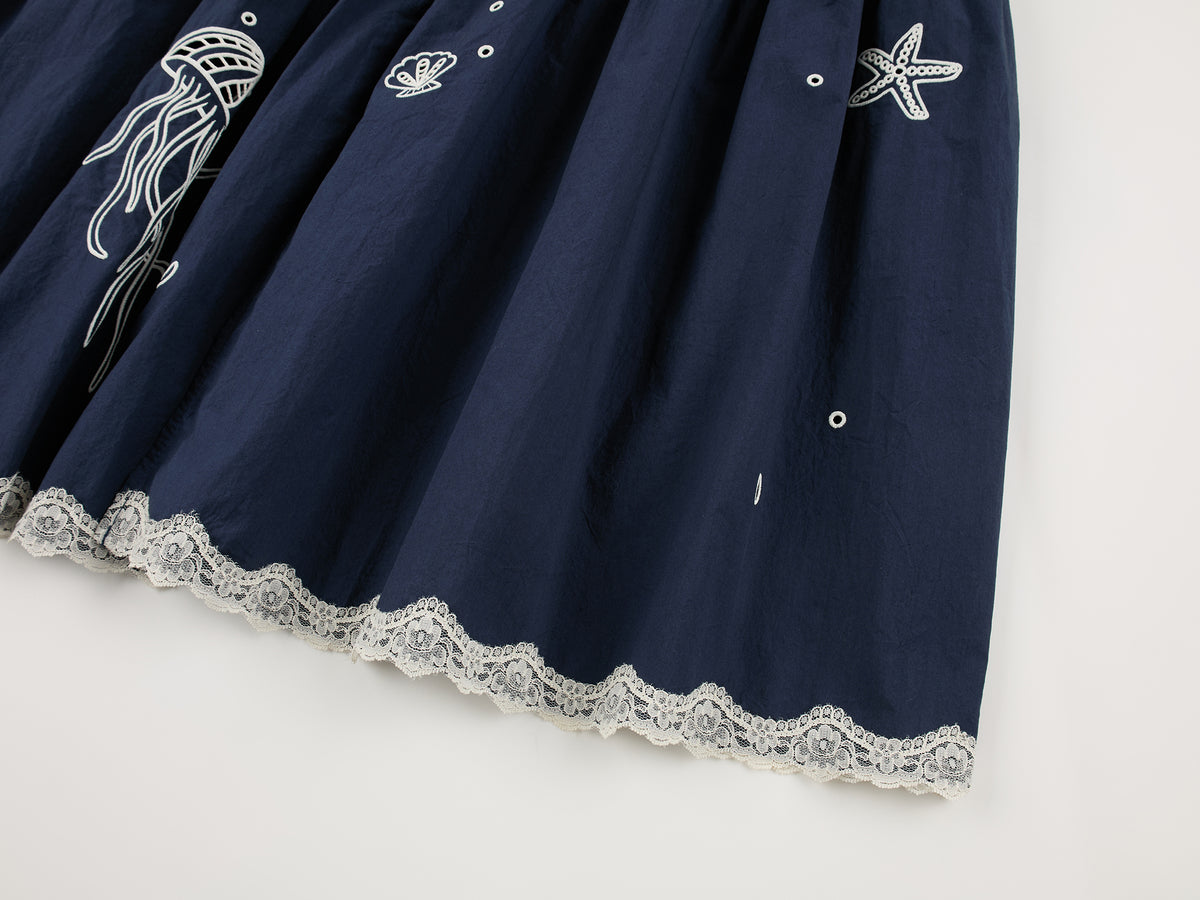 Openwork embroidered cardigan tea dress