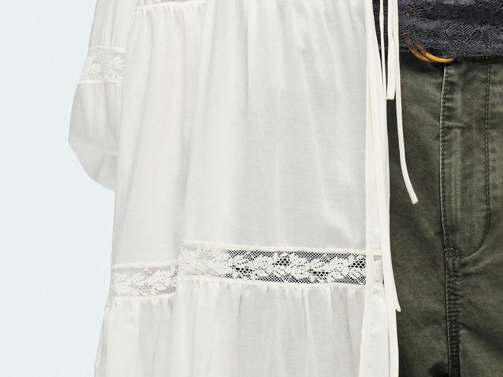Openwork embroidered cardigan tea dress