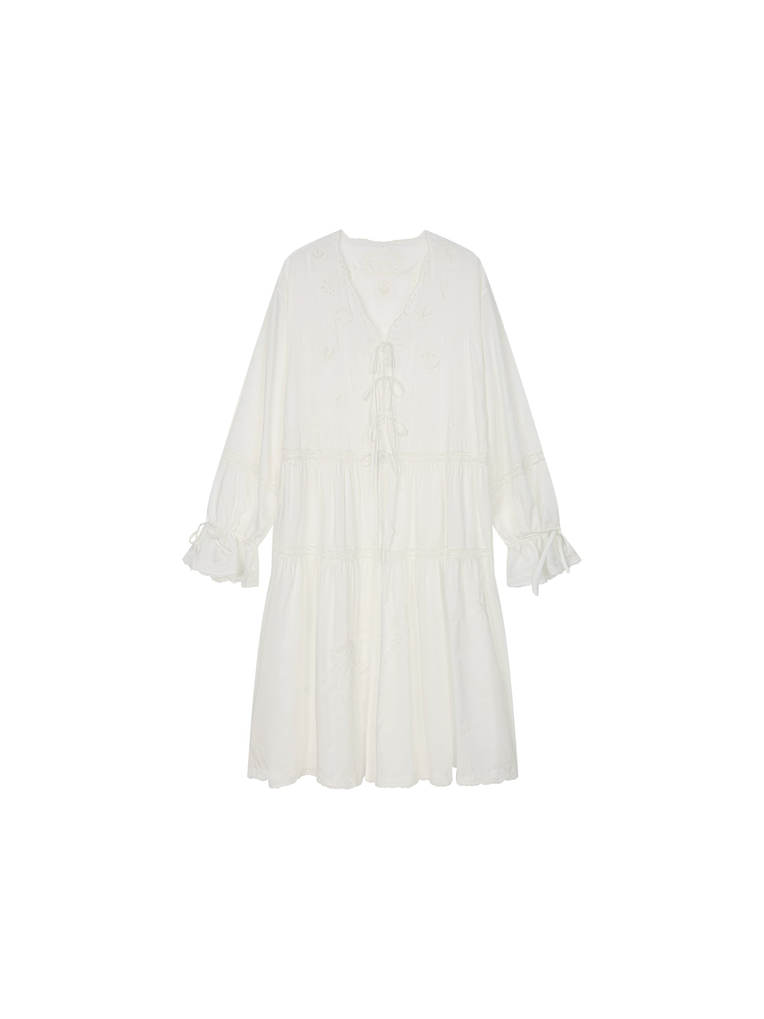 Openwork embroidered cardigan tea dress