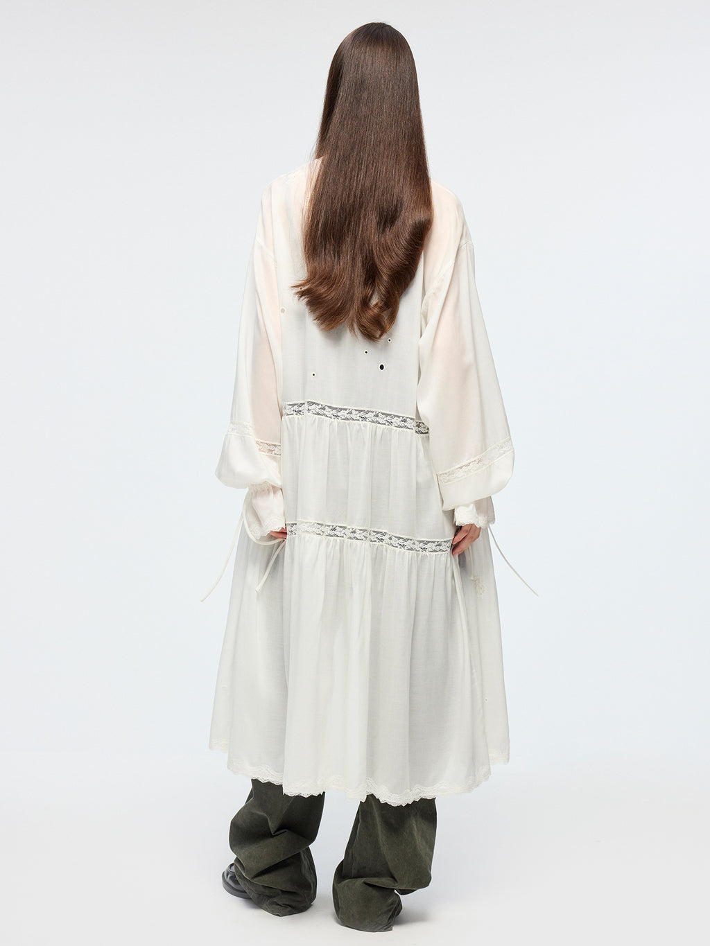 Openwork embroidered cardigan tea dress