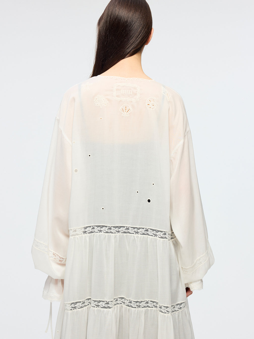 Openwork embroidered cardigan tea dress
