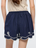 Openwork embroidered shorts
