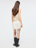 Openwork embroidered shorts