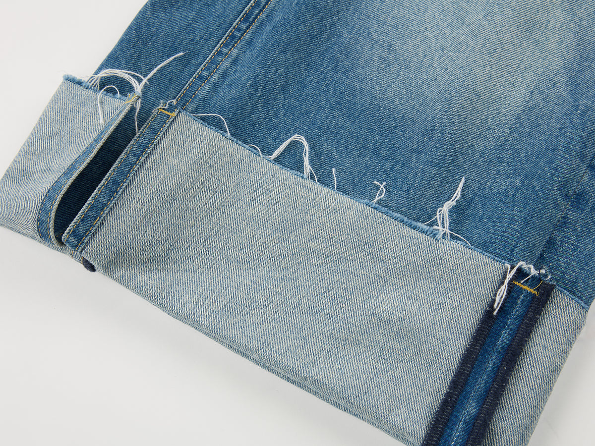 Washed color-block jeans