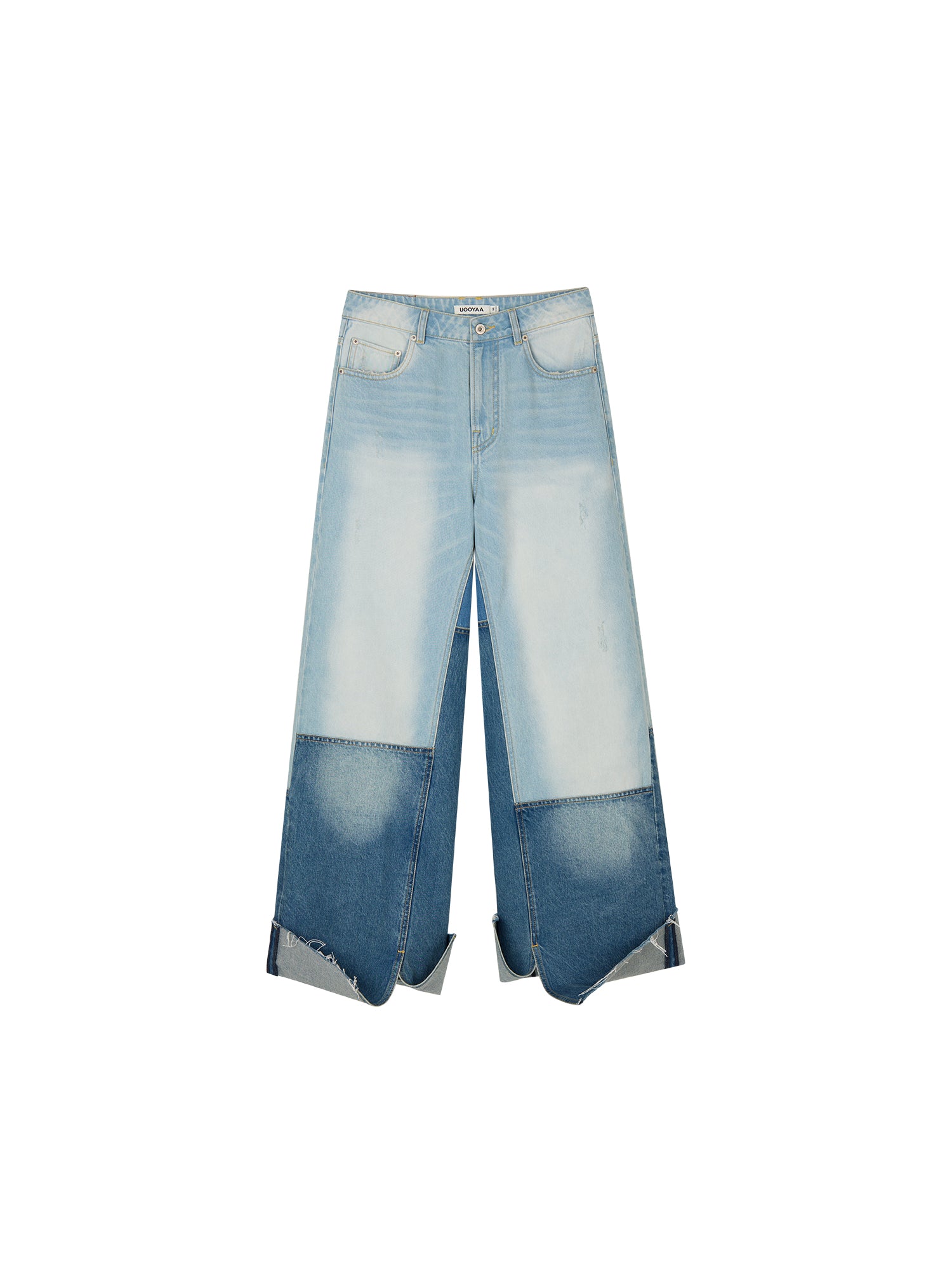 Washed color-block jeans