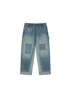 Distressed denim cargo pants