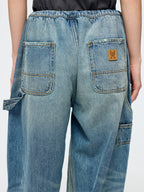 Distressed denim cargo pants