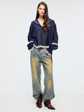 Washed dirty spray jeans