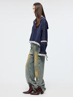 Washed dirty spray jeans
