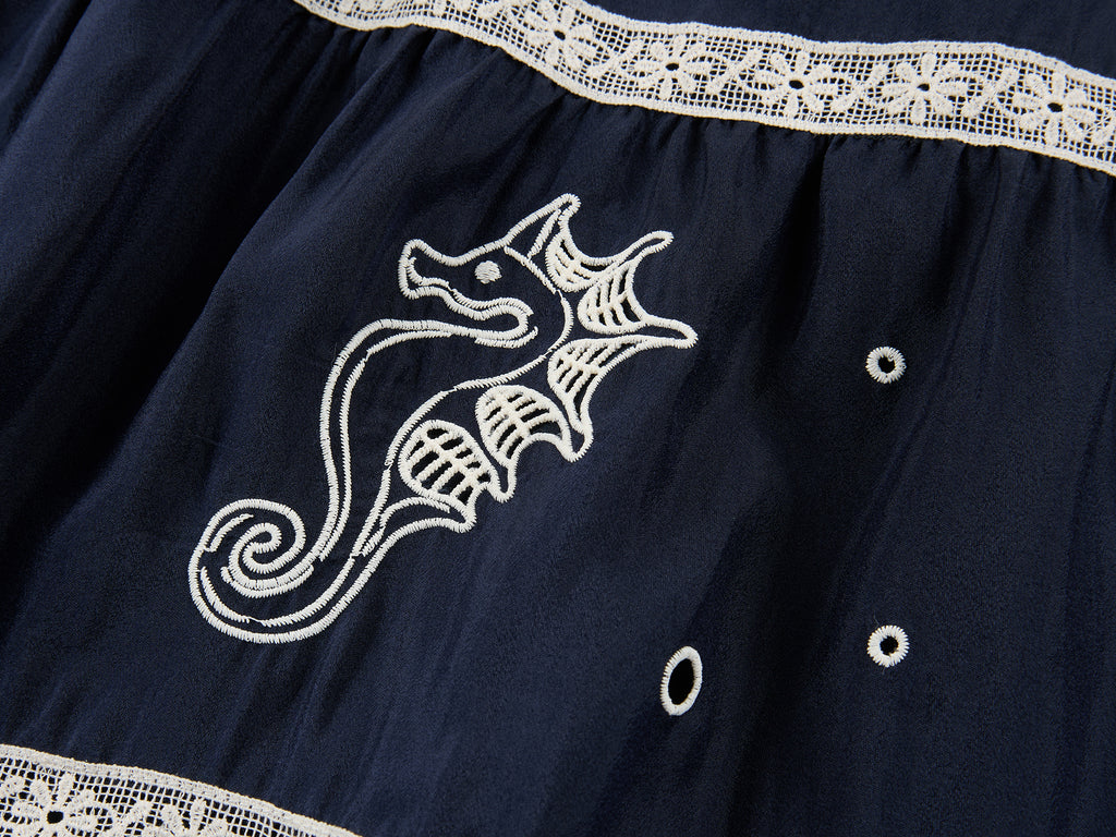 Openwork embroidered maxi skirt