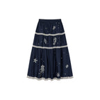 Openwork embroidered maxi skirt