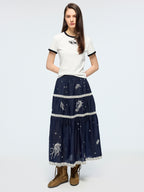 Openwork embroidered maxi skirt
