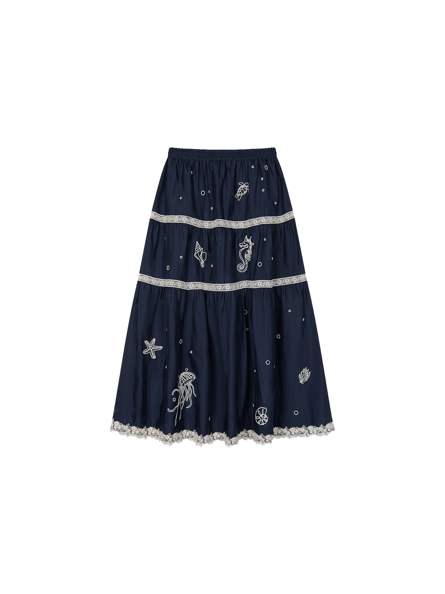Openwork embroidered maxi skirt
